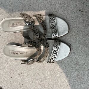 Brighton Silver Sandals with Decorative Straps